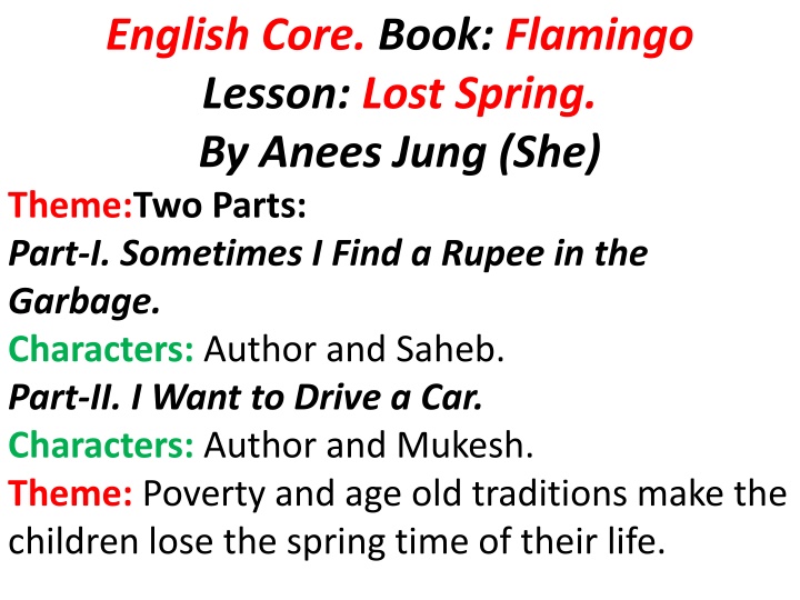 english core book flamingo lesson lost spring