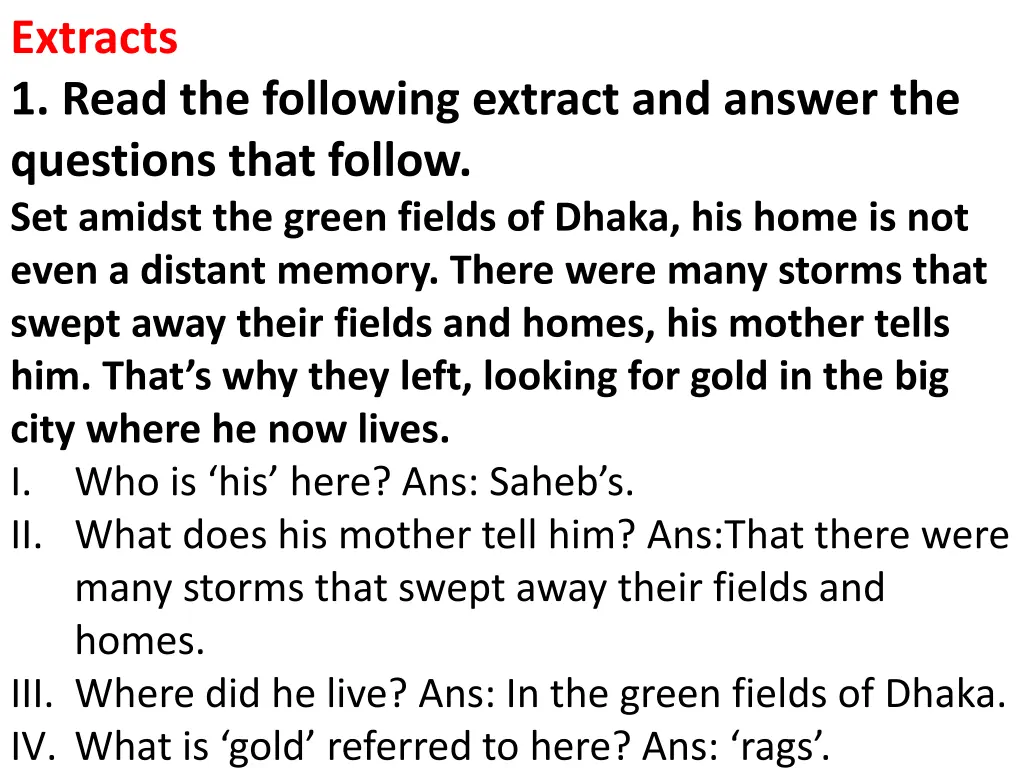 extracts 1 read the following extract and answer