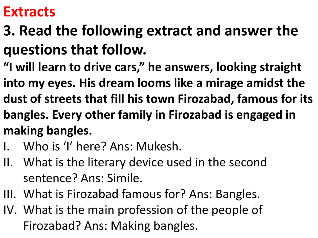 extracts 3 read the following extract and answer