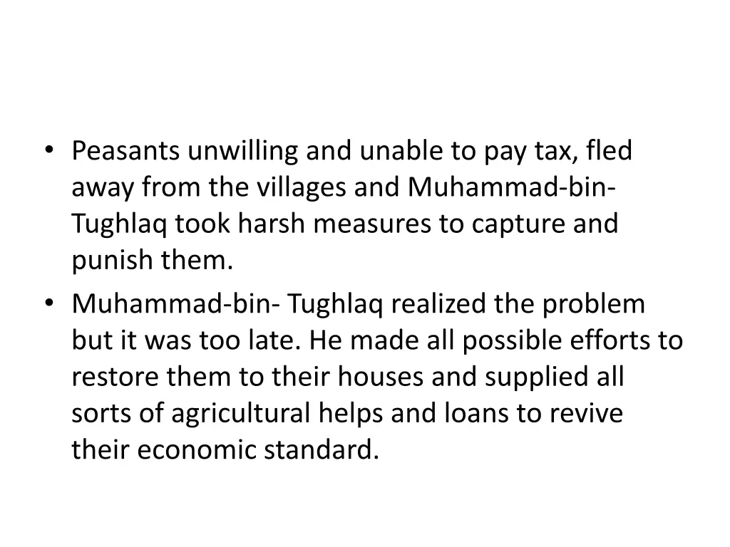 peasants unwilling and unable to pay tax fled