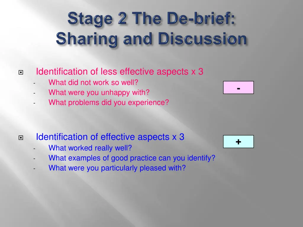 identification of less effective aspects x 3 what