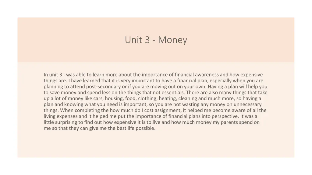 unit 3 money