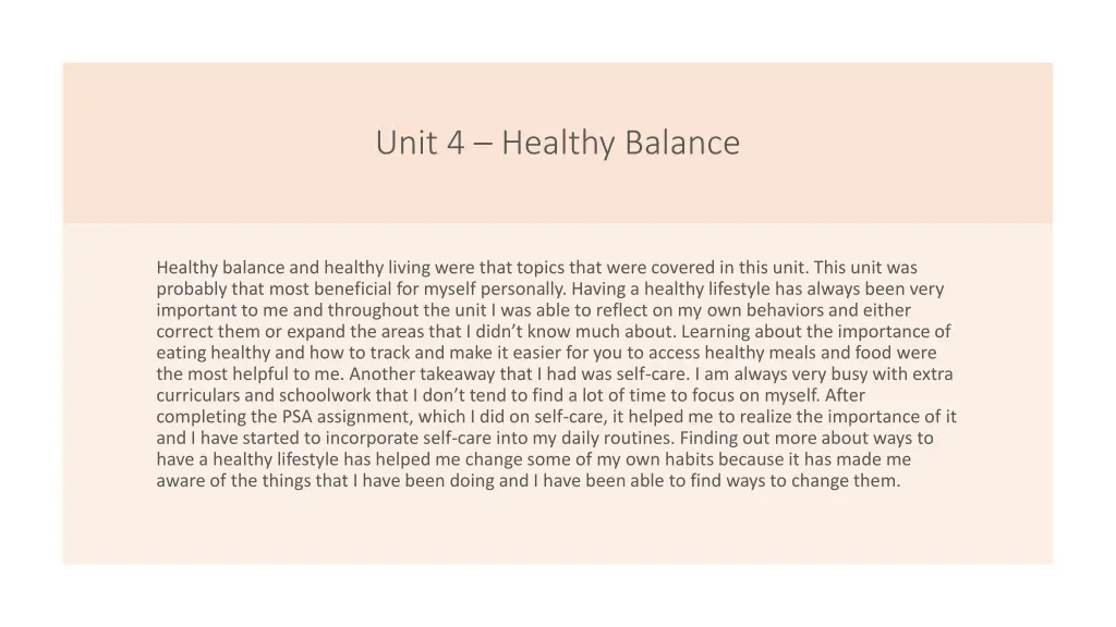 unit 4 healthy balance