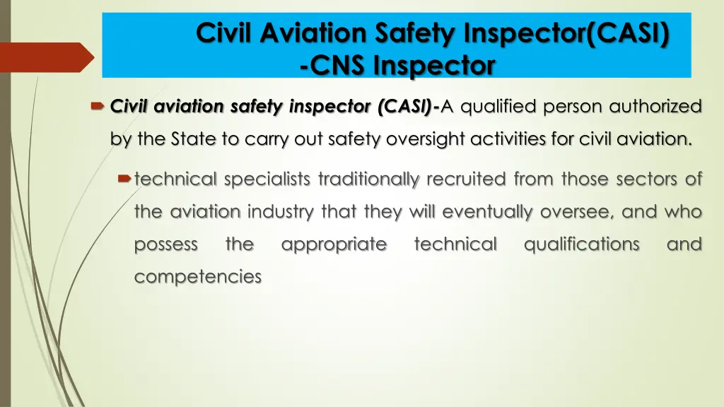 civil aviation safety inspector casi cns inspector