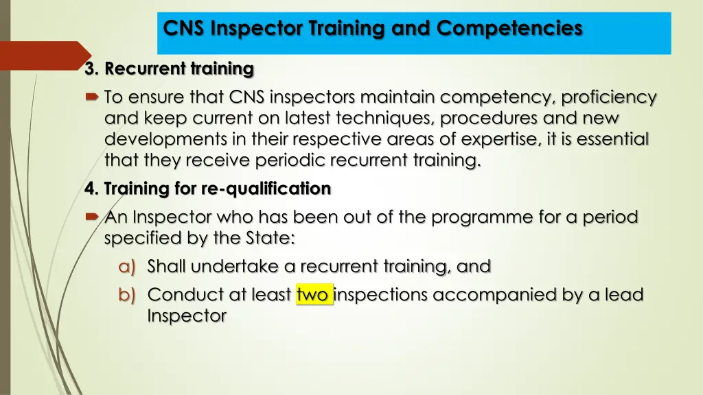 cns inspector training and competencies 11