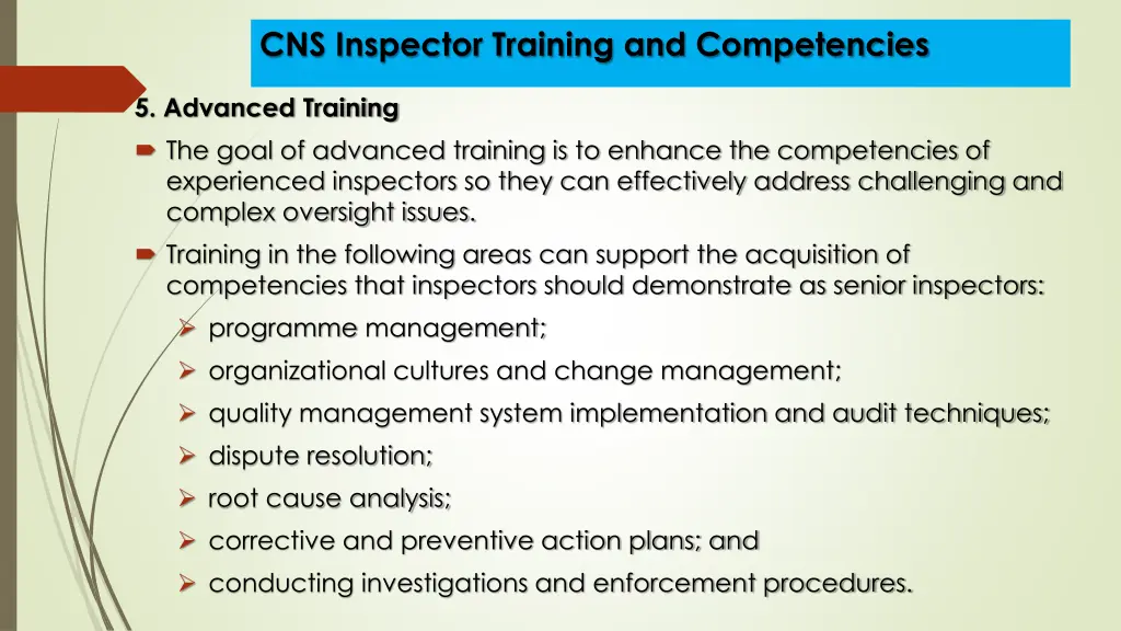 cns inspector training and competencies 12