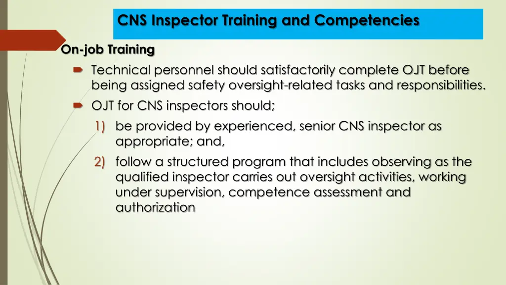 cns inspector training and competencies 13