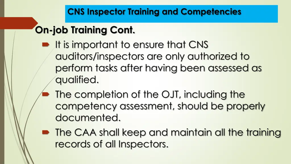 cns inspector training and competencies 14