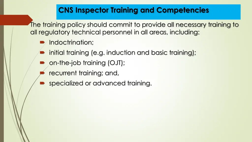 cns inspector training and competencies 2