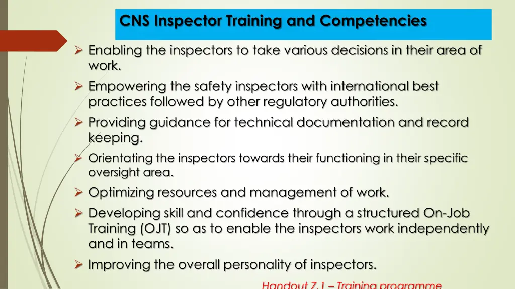 cns inspector training and competencies 4