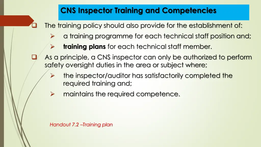 cns inspector training and competencies 5