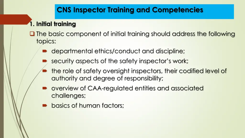 cns inspector training and competencies 7