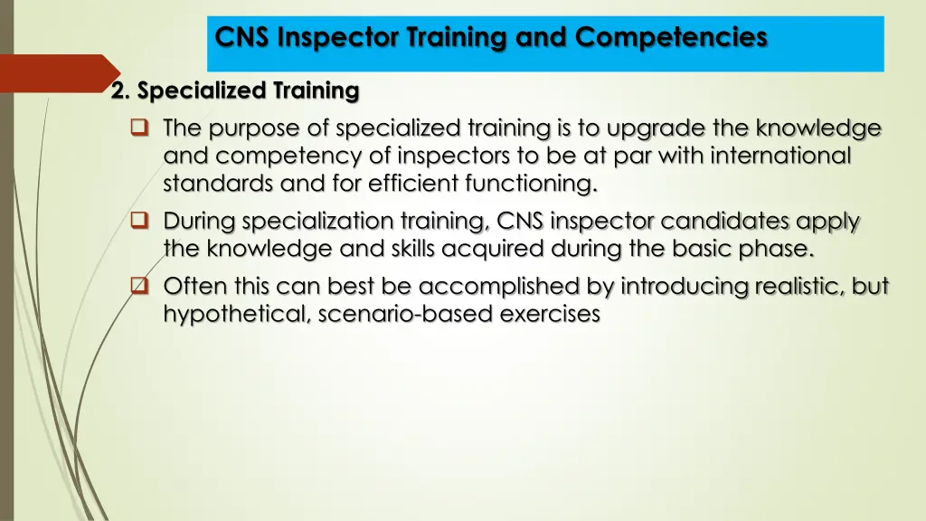 cns inspector training and competencies 9