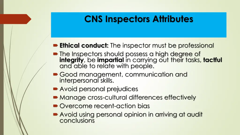 cns inspectors attributes