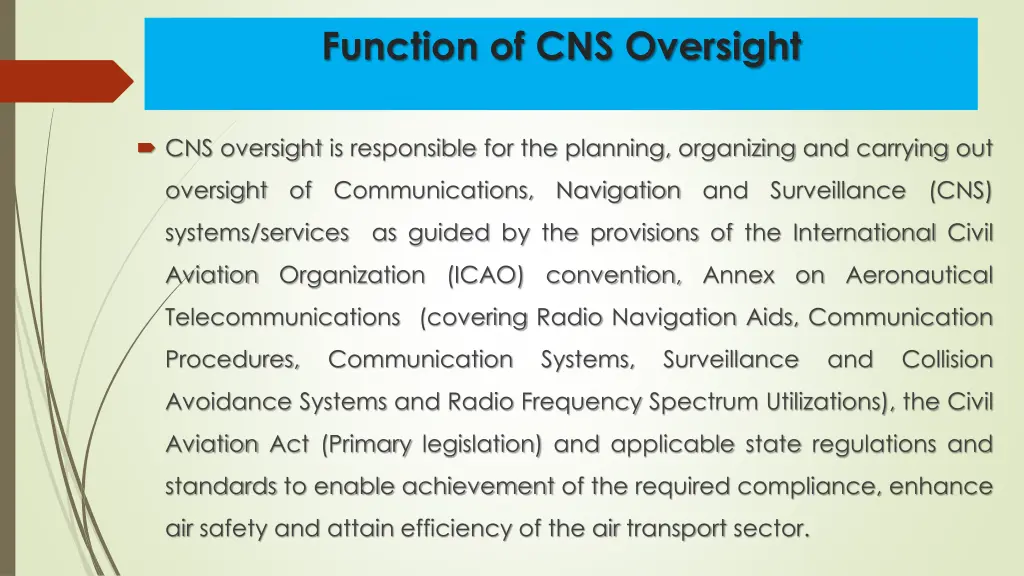 function of cns oversight