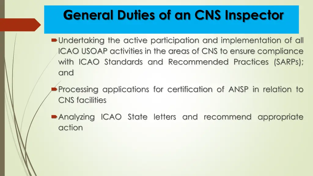 g eneral duties of an cns inspector 2