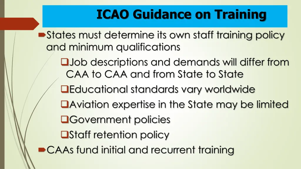 icao guidance on training