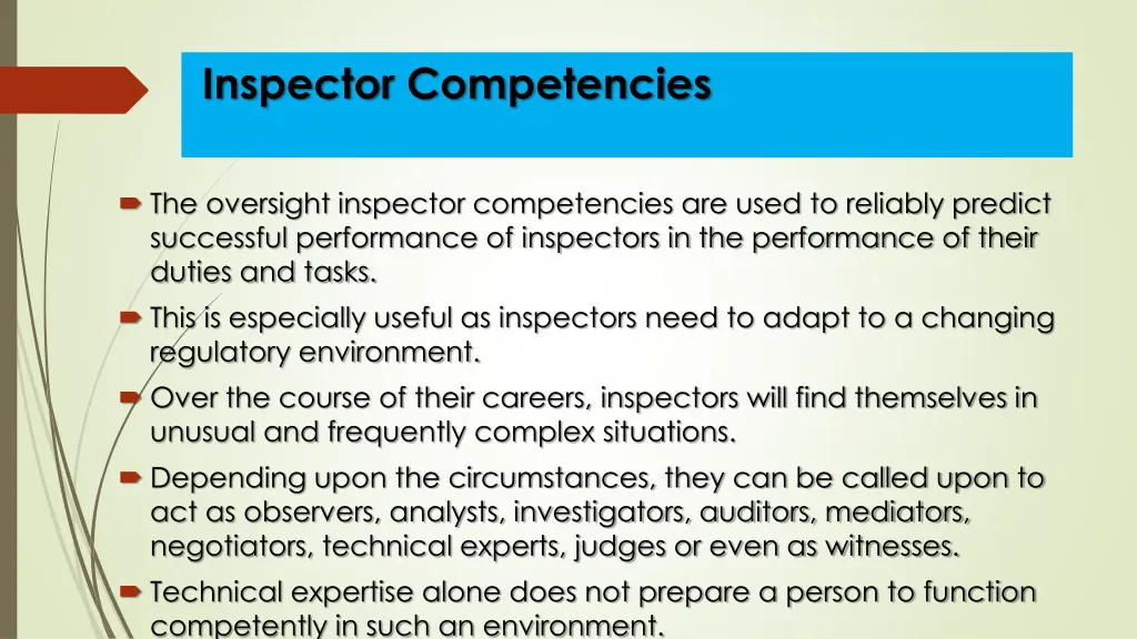 inspector competencies