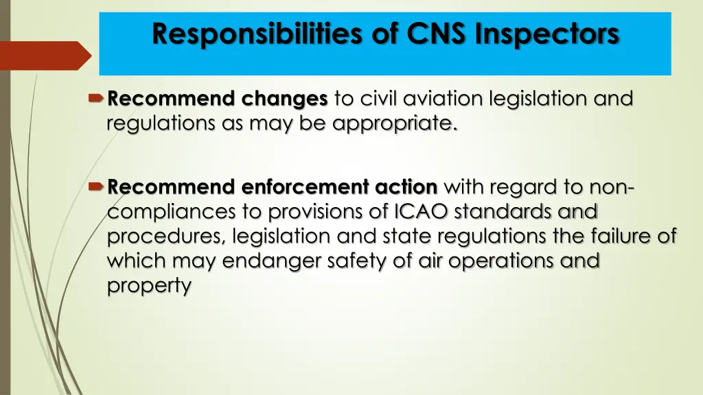 responsibilities of cns inspectors 1