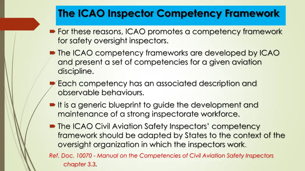 the icao inspector competency framework