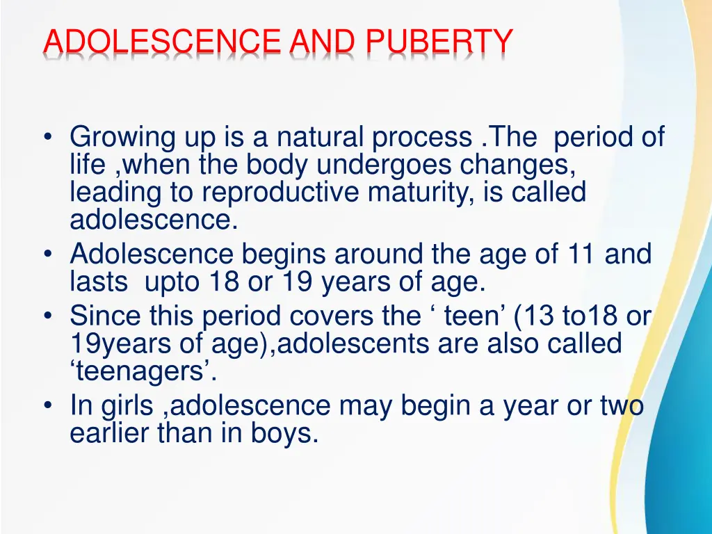 adolescence and puberty