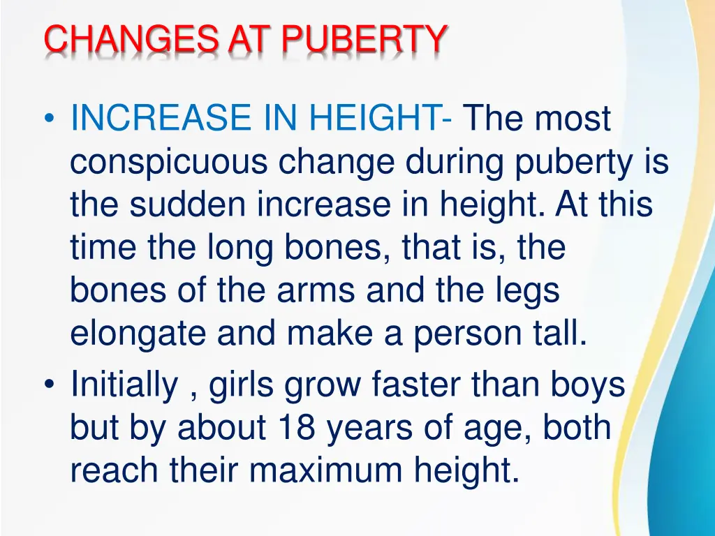 changes at puberty