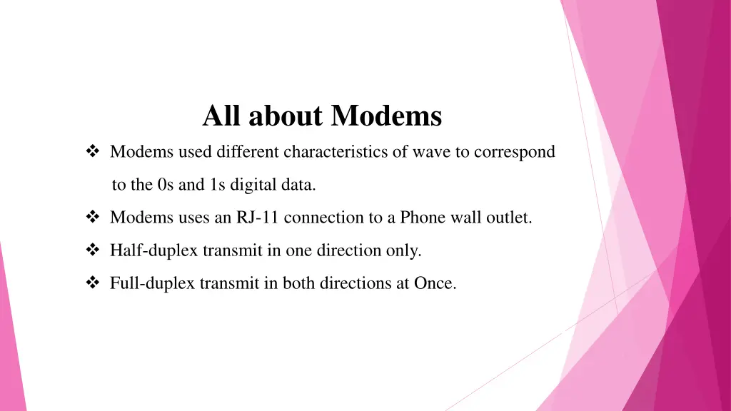 all about modems modems used different