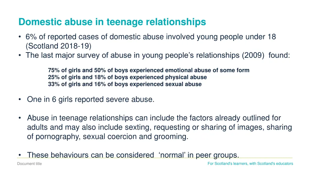 domestic abuse in teenage relationships