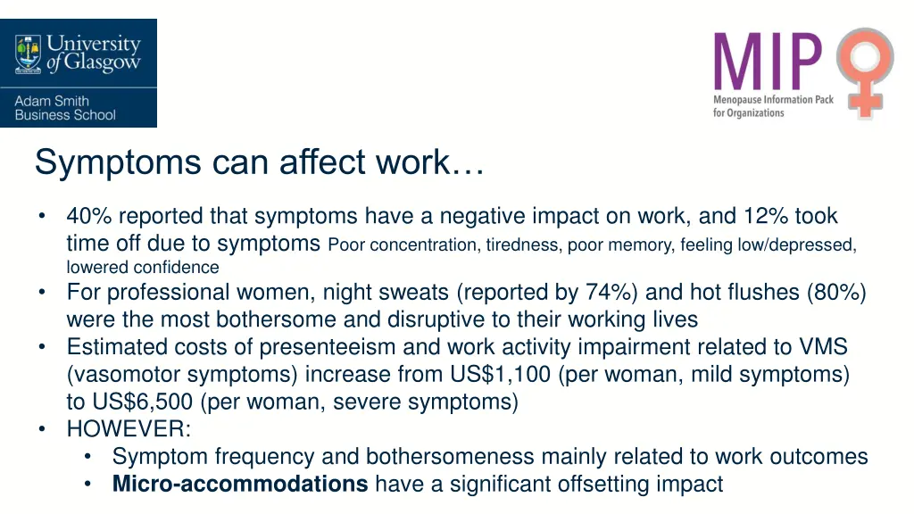 symptoms can affect work