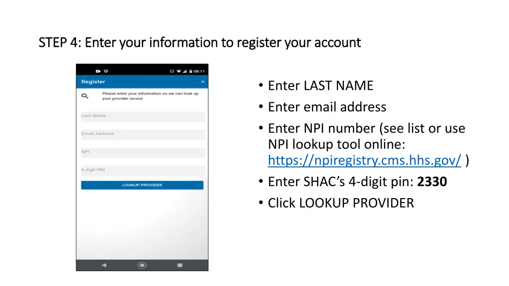 step 4 enter your information to register your