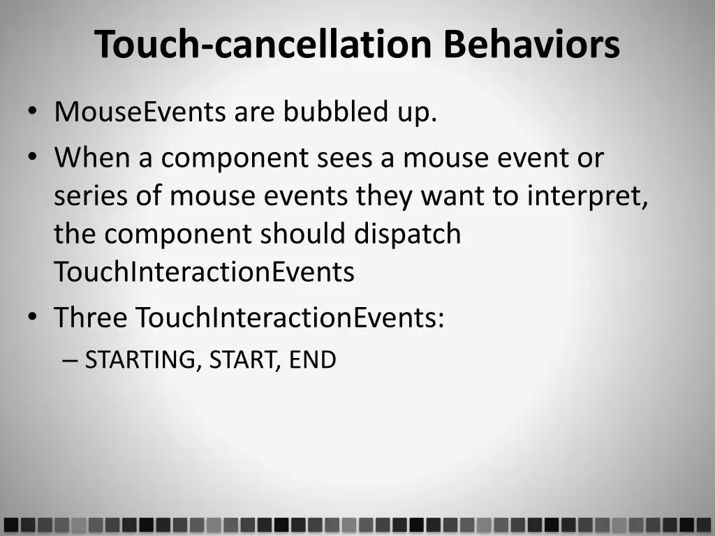 touch cancellation behaviors