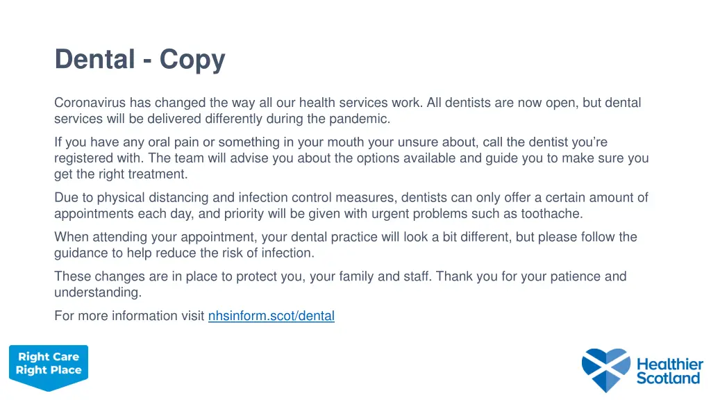 dental copy