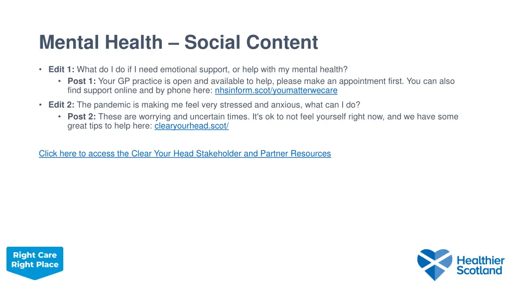 mental health social content