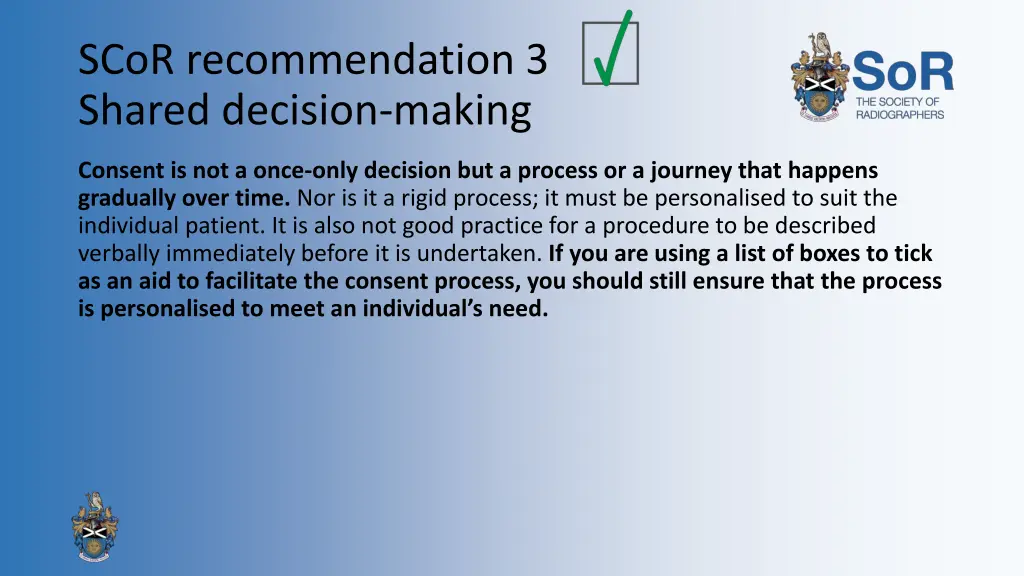 scor recommendation 3 shared decision making