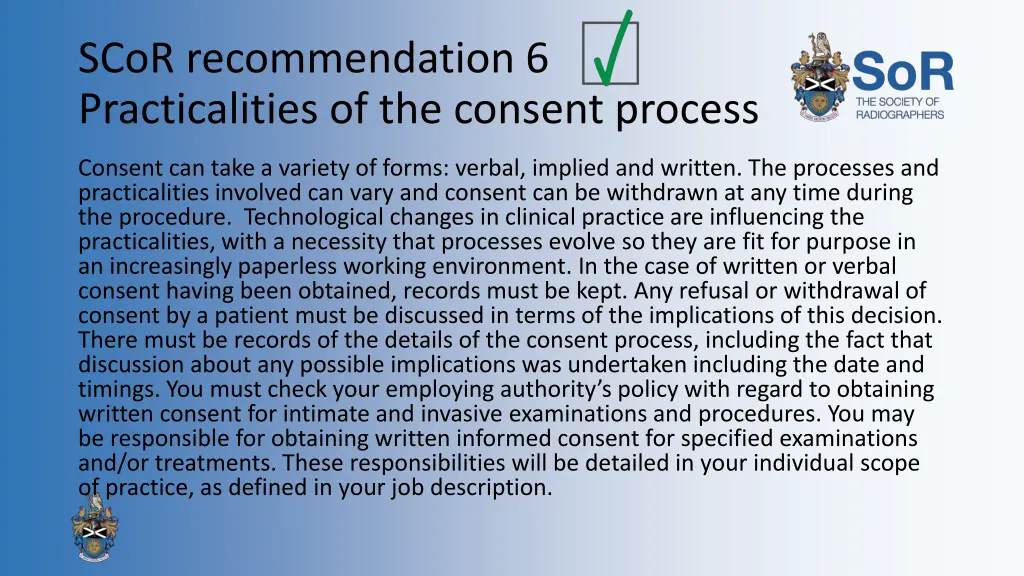 scor recommendation 6 practicalities