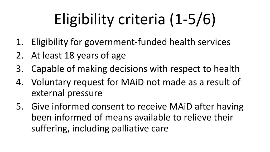 eligibility criteria 1 5 6