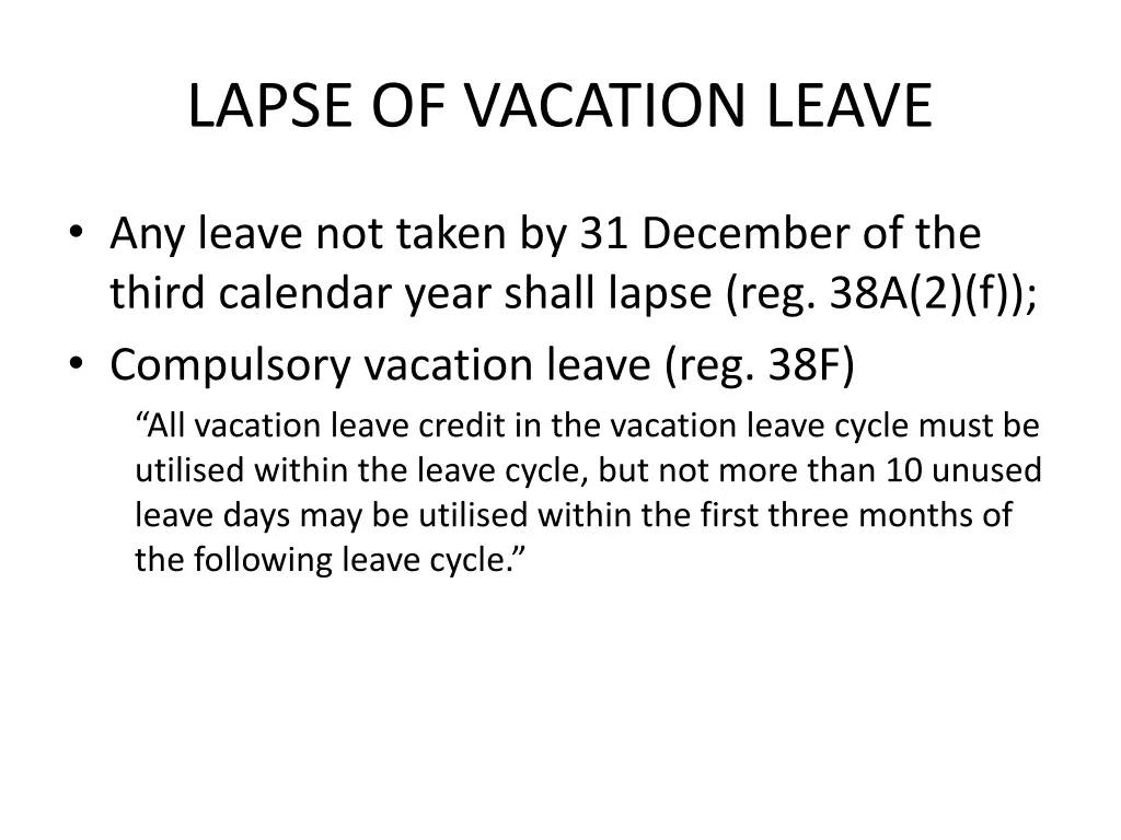 lapse of vacation leave