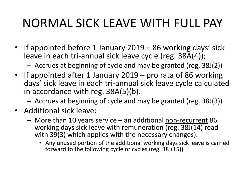 normal sick leave with full pay