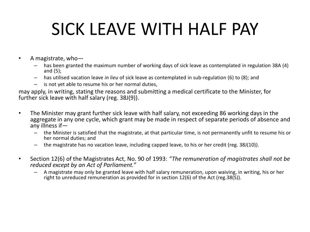 sick leave with half pay