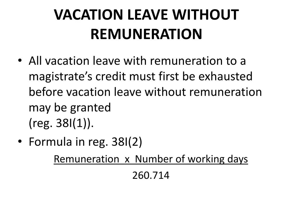 vacation leave without remuneration