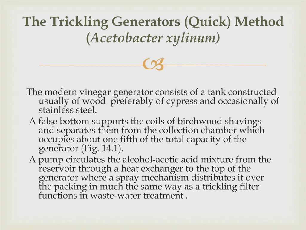 the trickling generators quick method acetobacter