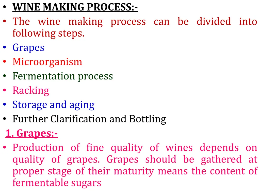 wine making process the wine making process