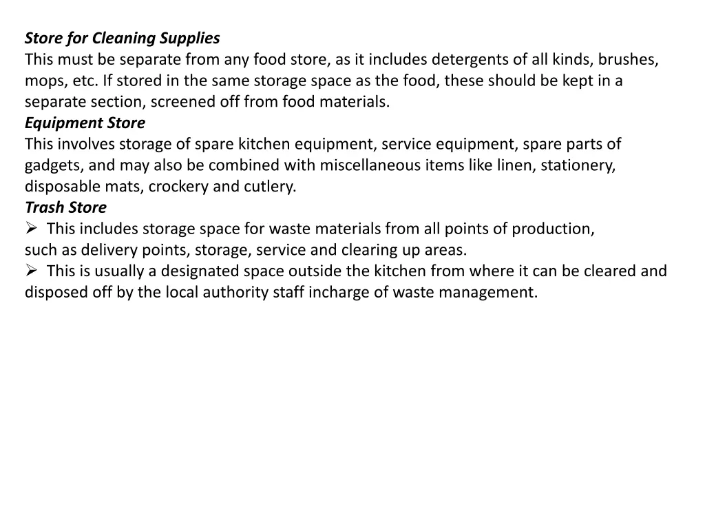 store for cleaning supplies this must be separate