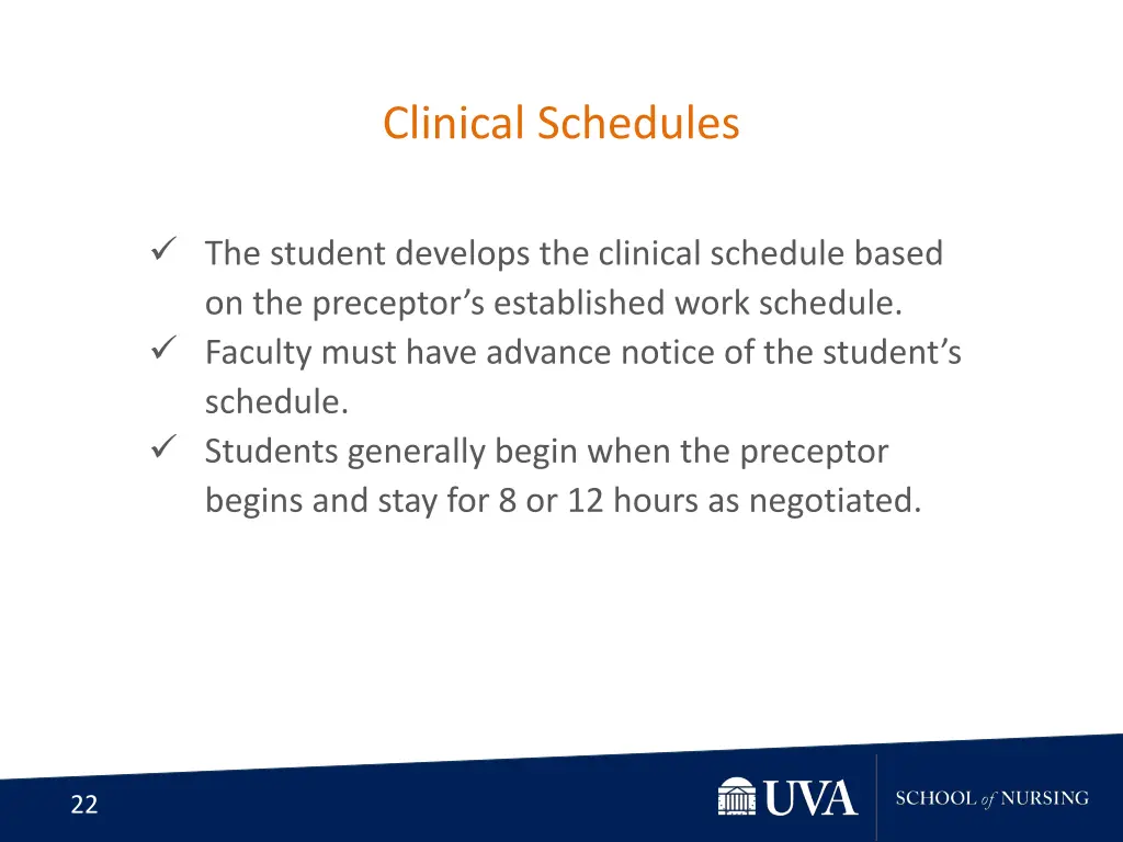 clinical schedules