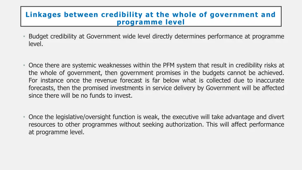 linkages between credibility at the whole