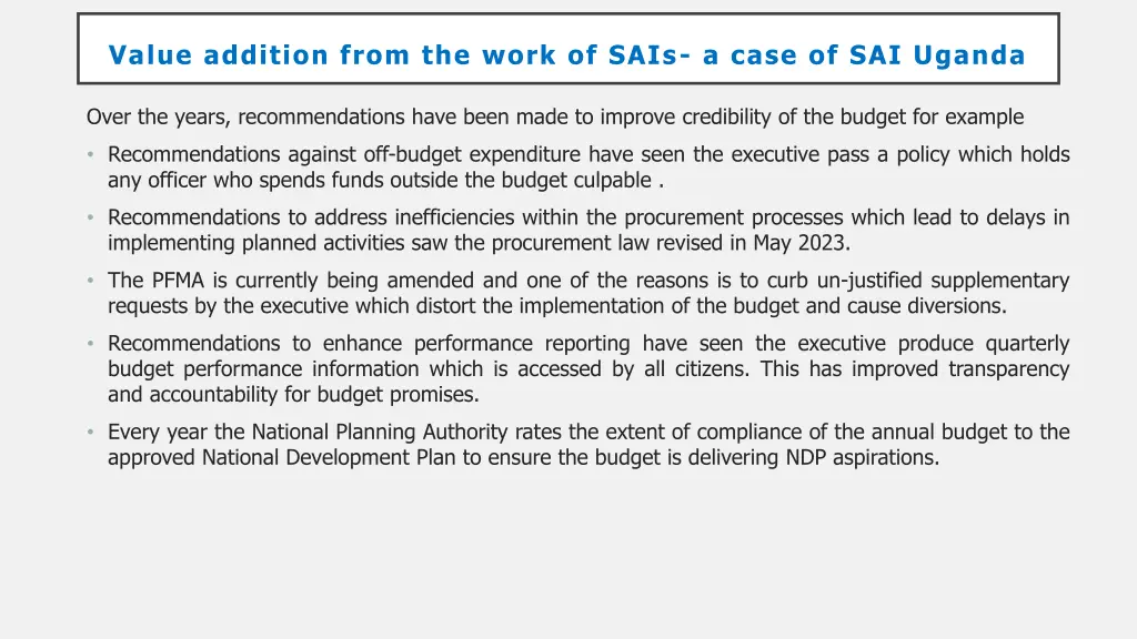 value addition from the work of sais a case