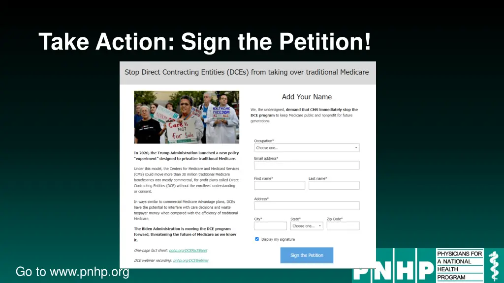 take action sign the petition