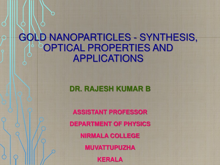 gold nanoparticles synthesis optical properties