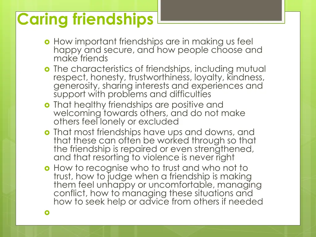 caring friendships