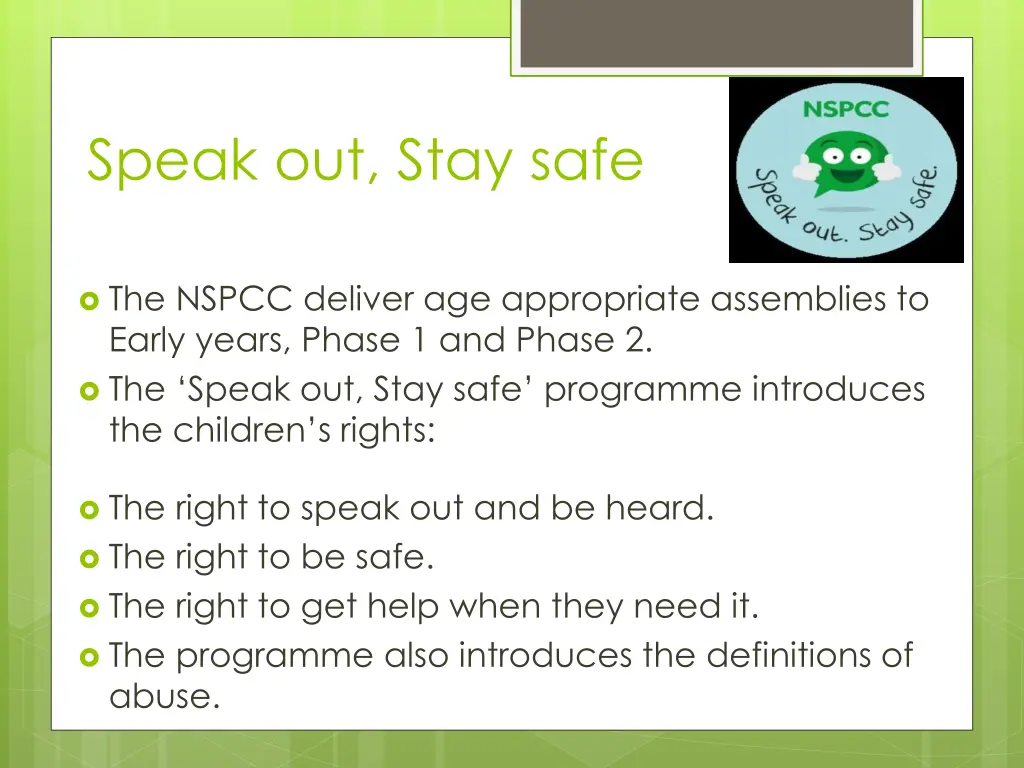 speak out stay safe